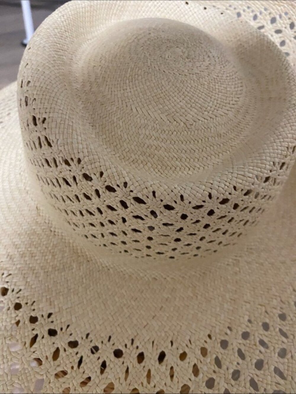 Van Palma Opale Junior Straw Hat Natural Size Small Wide Brim Boater Handwoven - Picture 3 of 5